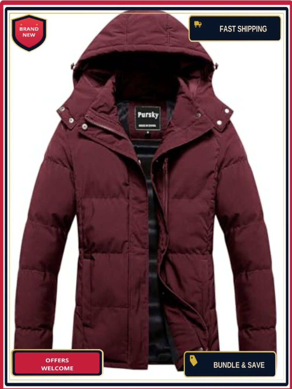 Women's Quilted Cropped Puffer Coat Waterproof Warm Winter Parka Removable Hood